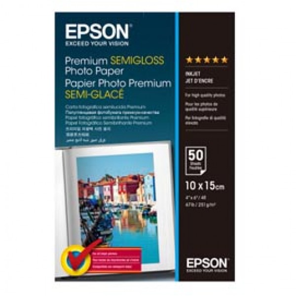 Epson - Premium Semi-Gloss Photo Paper - 10 x 15 cm - 50 Fogli - C13S041765