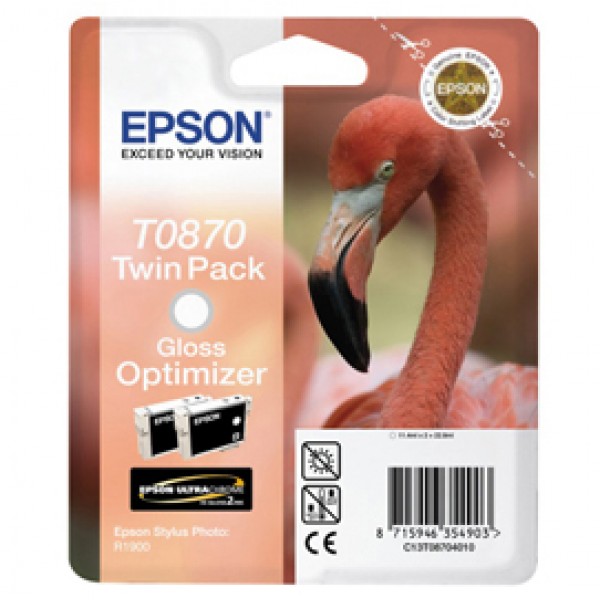 Epson - Confezione doppia Cartuccia ink - Gloss optimizer - T0870 - C13T08704010 - 11,4ml x 2