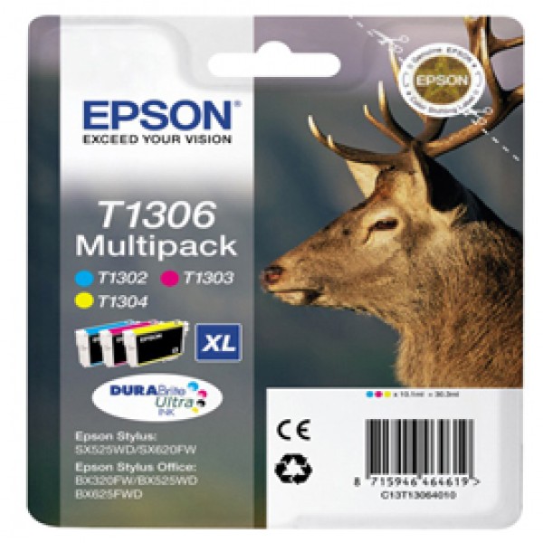 Epson - Multipack Cartuccia ink - C/M/Y - T1306 - C13T13064012 - 10,1ml cad Epson - Multipack Cartuccia ink - C/M/Y - T1306 - C13T13064012 - 10,1ml cad