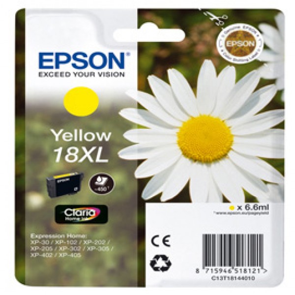 Epson - Cartuccia ink - 18XL - Giallo - C13T18144012 - 6,6ml Epson - Cartuccia ink - 18XL - Giallo - C13T18144012 - 6,6ml