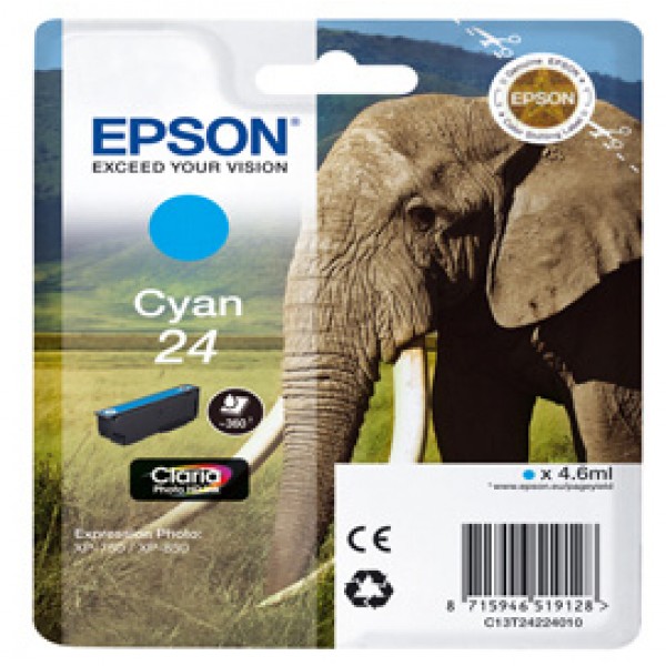 Epson - Cartuccia ink - 24 - Ciano - C13T24224012 - 4,6ml Epson - Cartuccia ink - 24 - Ciano - C13T24224012 - 4,6ml