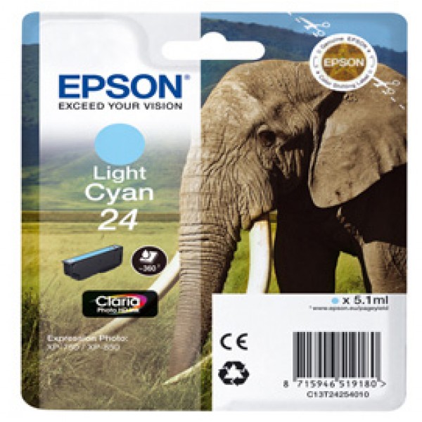 Epson - Cartuccia ink - 24 - Ciano chiaro - C13T24254012 - 5,1ml Epson - Cartuccia ink - 24 - Ciano chiaro - C13T24254012 - 5,1ml