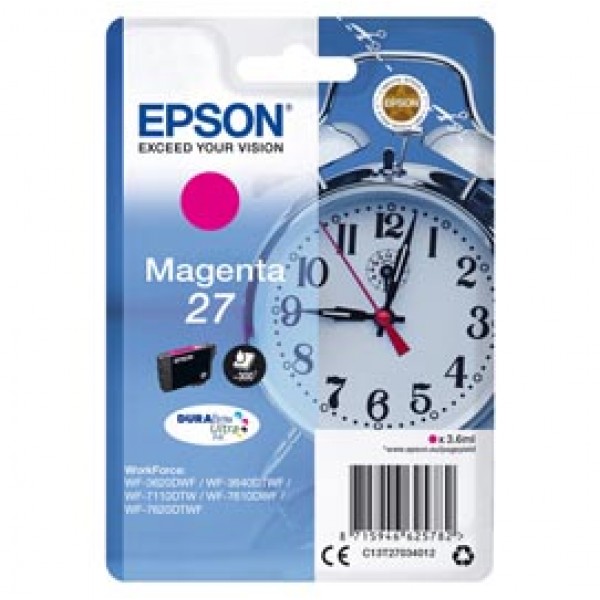 Epson - Cartuccia ink - 27 - Magenta - C13T27034012 - 3,6ml Epson - Cartuccia ink - 27 - Magenta - C13T27034012 - 3,6ml