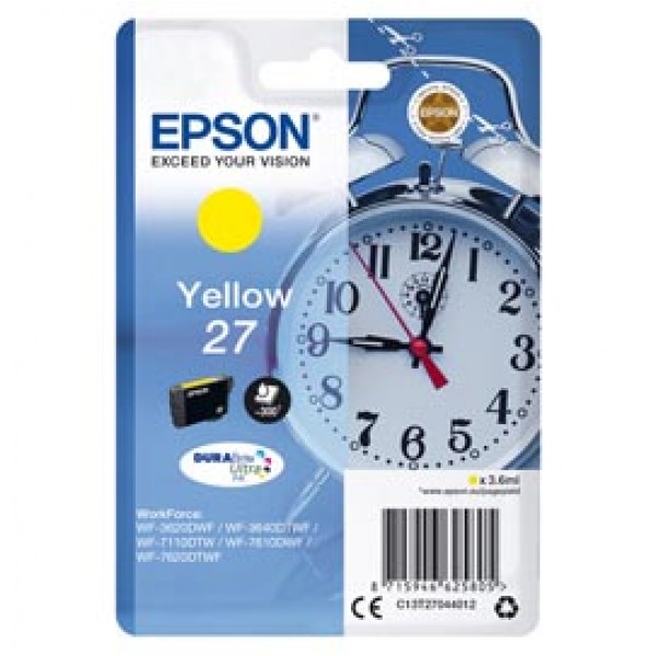 Epson - Cartuccia ink - 27 - Giallo - C13T27044012 - 3,6ml Epson - Cartuccia ink - 27 - Giallo - C13T27044012 - 3,6ml