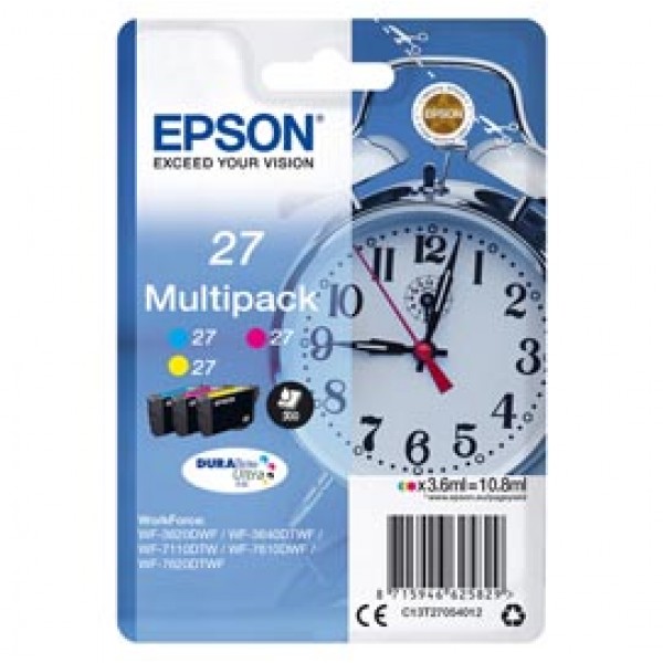 Epson - Confezione Cartuccia ink - 27 - C/M/Y - C13T27054022 - 3,6ml cad