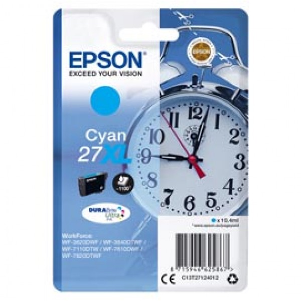 Epson - Cartuccia ink - 27XL - Ciano - C13T27124012 - 10,4ml Epson - Cartuccia ink - 27XL - Ciano - C13T27124012 - 10,4ml