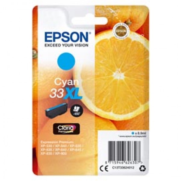 Epson - Cartuccia ink - 33XL - Ciano - C13T33624012 - 8,9ml Epson - Cartuccia ink - 33XL - Ciano - C13T33624012 - 8,9ml