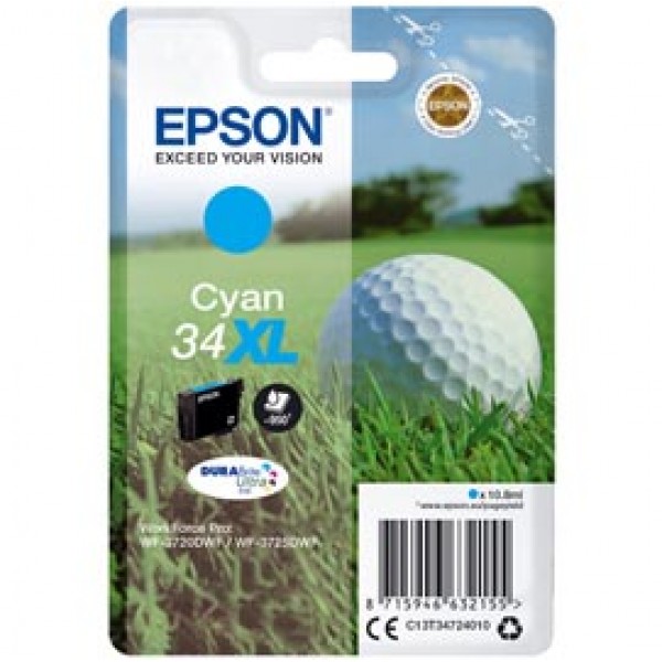 Epson - Cartuccia ink - 34XL - Ciano - C13T34724010 - 10,8ml Epson - Cartuccia ink - 34XL - Ciano - C13T34724010 - 10,8ml