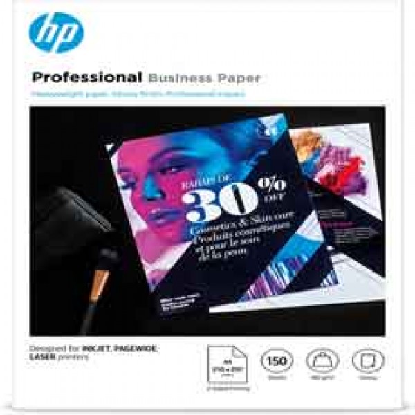 Hp - Confezione da 150 fogli carta professionale lucida HP per getto d'inchiostro A4 - 3VK91A Hp - Confezione da 150 fogli carta professionale lucida HP per getto d'inchiostro A4 - 3VK91A