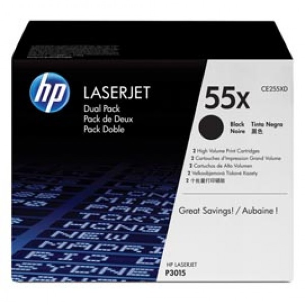 Hp - Confezione 2 Toner - 55X - Nero - CE255XD - 12.500 pag/cad Hp - Confezione 2 Toner - 55X - Nero - CE255XD - 12.500 pag/cad