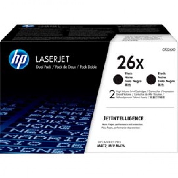 Hp - Confezione 2 Toner - 26X - Nero - CF226XD - 9.000 pag cad Hp - Confezione 2 Toner - 26X - Nero - CF226XD - 9.000 pag cad