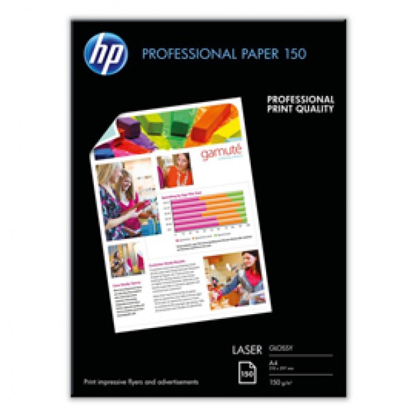 Hp - Confezione da 150 Fogli Carta professionale per stampe laser - lucida - 150 g/m² - A4 - 210 x 297 mm - CG965A Hp - Confezione da 150 Fogli Carta professionale per stampe laser - lucida - 150 g/m² - A4 - 210 x 297 mm - CG965A
