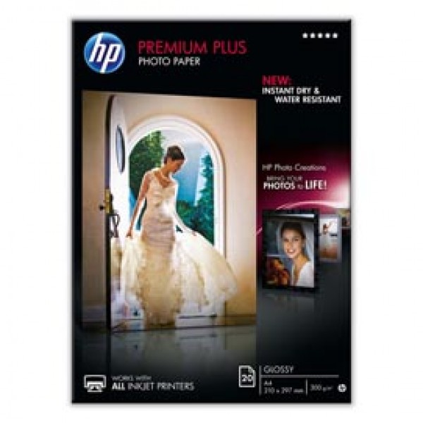 Hp - Confezione da 20 Fogli Carta fotografica Hp Premium Plus lucida - A4 - 210 x 297 mm - CR672A