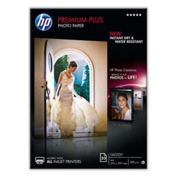 Hp - Confezione da 20 Fogli Carta fotografica Hp Premium Plus lucida - A4 - 210 x 297 mm - CR672A Hp - Confezione da 20 Fogli Carta fotografica Hp Premium Plus lucida - A4 - 210 x 297 mm - CR672A