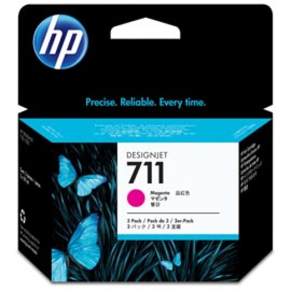Hp - Confezione 3 cartucce ink - 711 - Magenta - CZ135A - 29ml cad Hp - Confezione 3 cartucce ink - 711 - Magenta - CZ135A - 29ml cad