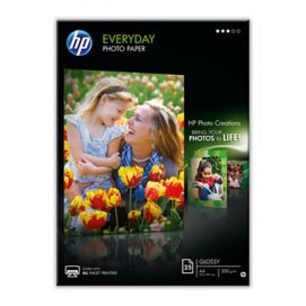 Hp - Confezione da 25 Fogli Carta fotografica lucida Hp Everyday - per inkjet - A4 - 210 x 297 mm - Q5451A Hp - Confezione da 25 Fogli Carta fotografica lucida Hp Everyday - per inkjet - A4 - 210 x 297 mm - Q5451A