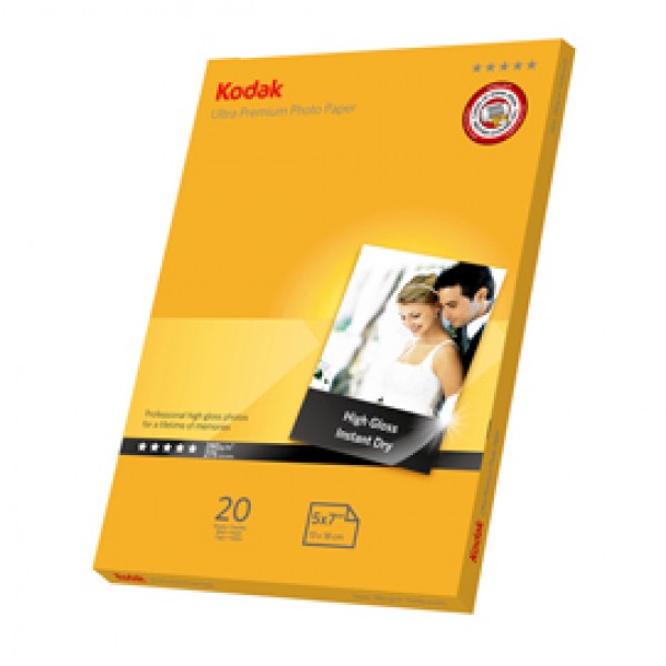 Kodak - Carta fotografica Ultra Premium Gloss - 13 x 18 cm - 280 gr - 20 fogli - 5740-089 Kodak - Carta fotografica Ultra Premium Gloss - 13 x 18 cm - 280 gr - 20 fogli - 5740-089