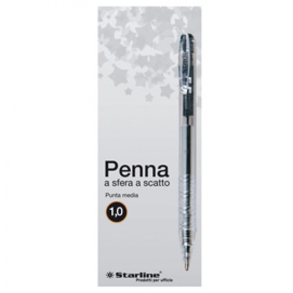 Penna a sfera a scatto - punta 1,0mm - nero - Starline - conf. 20 pezzi Penna a sfera a scatto - punta 1,0mm - nero - Starline - conf. 20 pezzi