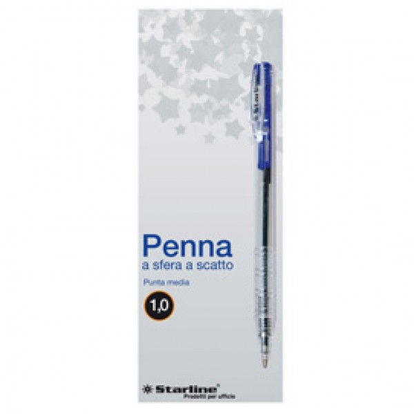 Penna a sfera a scatto - punta 1,0mm - blu - Starline - conf. 20 pezzi Penna a sfera a scatto - punta 1,0mm - blu - Starline - conf. 20 pezzi