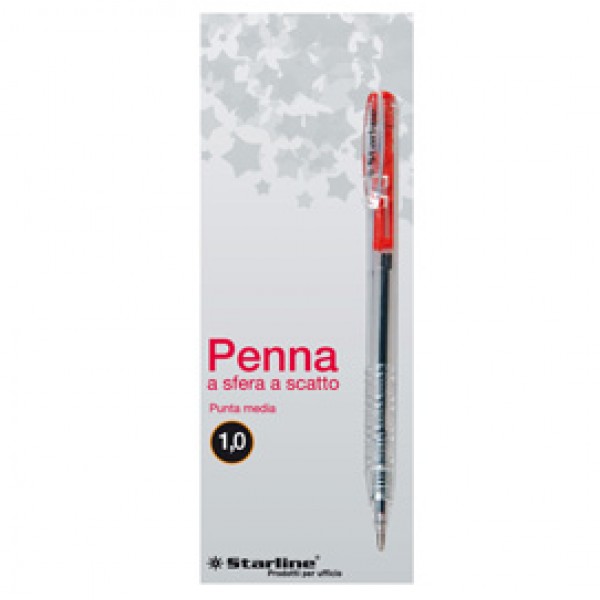 Penna a sfera a scatto - punta 1,0mm - rosso - Starline - conf. 20 pezzi Penna a sfera a scatto - punta 1,0mm - rosso - Starline - conf. 20 pezzi