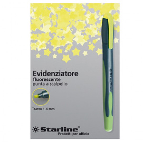 Evidenziatore a penna Starline - punta scalpello - tratto da 1,0-4,0mm - giallo - Starline Evidenziatore a penna Starline - punta scalpello - tratto da 1,0-4,0mm - giallo - Starline