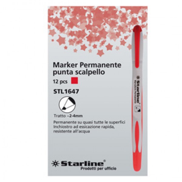 Marcatore permanente Starline - punta a scalpello da 2,00-4,00mm - rosso - Starline Marcatore permanente Starline - punta a scalpello da 2,00-4,00mm - rosso - Starline