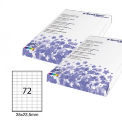 Etichetta adesiva - permanente - 35x23,5 mm - 72 etichette per foglio - bianco - Starline - conf. 100 fogli A4