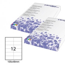Etichetta adesiva - permanente - 105x48 mm - 12 etichette per foglio - bianco - Starline - conf. 100 fogli A4