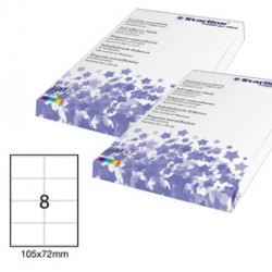 Etichetta adesiva - permanente - 105x72 mm - 8 etichette per foglio - bianco - Starline - conf. 100 fogli A4