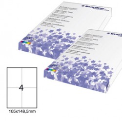 Etichetta adesiva - permanente - 105x148,5 mm - 4 etichette per foglio - bianco - Starline - conf. 100 fogli A4