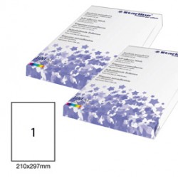 Etichetta adesiva - permanente - 210x297 mm - 1 etichetta per foglio - bianco - Starline - conf. 100 fogli A4