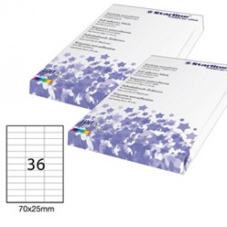 Etichetta adesiva - permanente - 70x25 mm - 36 etichette per foglio - bianco - Starline - conf. 100 fogli A4
