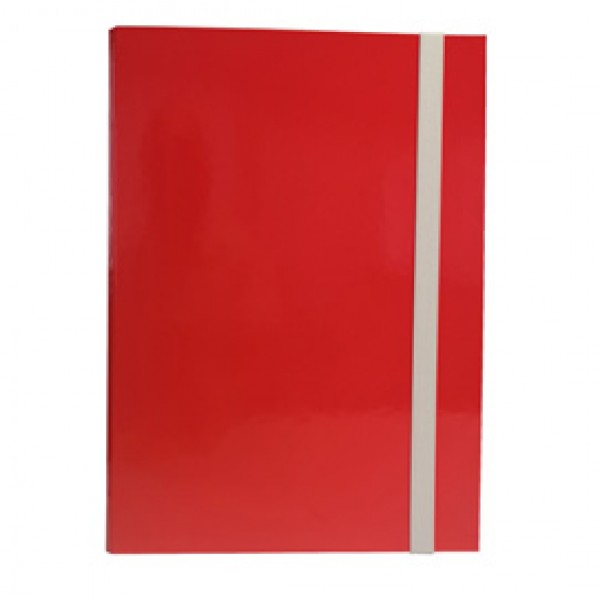 Cartellina con elastico - cartone plastificato - 3 lembi - 25x34 cm - rosso - Queen Starline