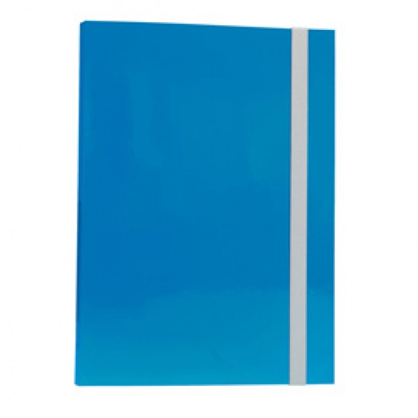 Cartellina con elastico - cartone plastificato - 3 lembi - 25x34 cm - azzurro - Queen Starline