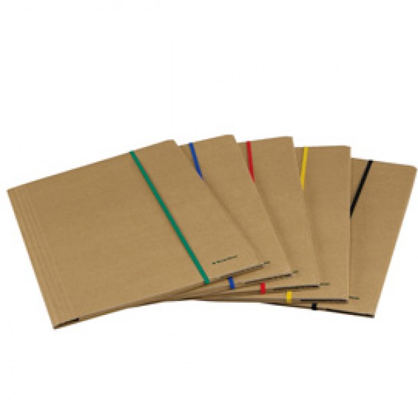 Cartellina con elastico - cartoncino FSC - 3 lembi - elastico colorato piatto da 5 mm  - 25x35 cm - avana - Starline