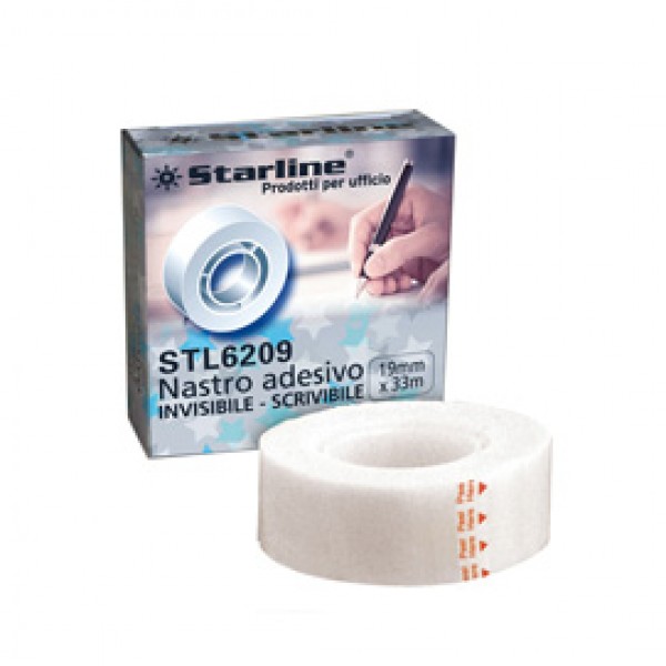 Nastro adesivo scrivibile - invisibile - 19 mm x 33 mt - trasparente - Starline Nastro adesivo scrivibile - invisibile - 19 mm x 33 mt - trasparente - Starline