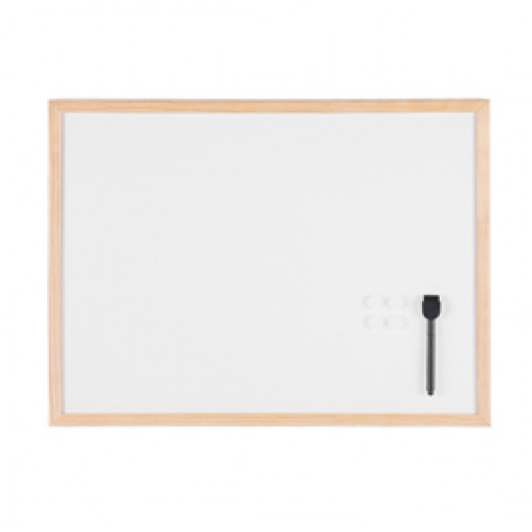 Lavagna bianca magnetica - 45x60 cm - cornice legno - bianco - Starline