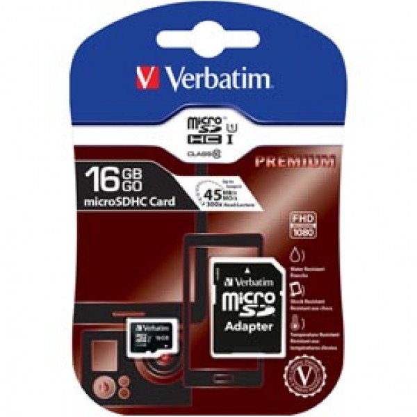 Verbatim - Micro SDHC Classe 10 fino a 45mb/sec - 44082 - 16GB