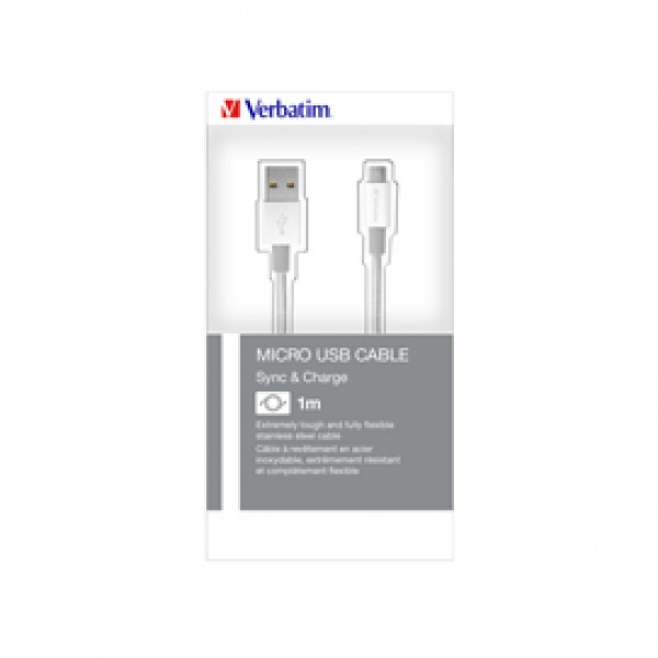 Verbatim - Cavo Micro B USB SYNC & Charge - Silver - 48862 - 100cm Verbatim - Cavo Micro B USB SYNC & Charge - Silver - 48862 - 100cm