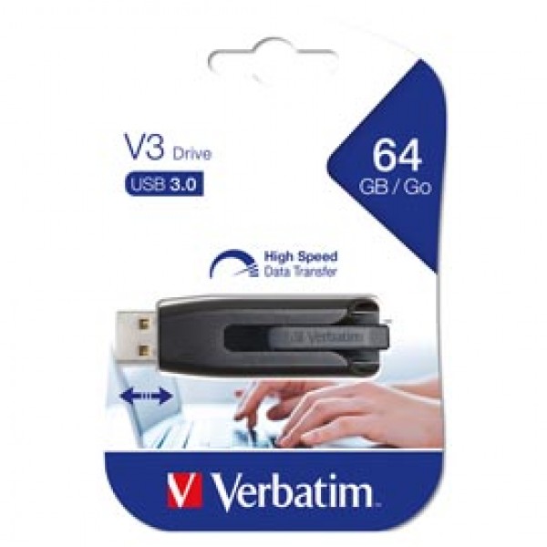 Verbatim - Usb 3.0 Superspeed Store'N'Go V3 Drive - Nero - 49174 - 64GB