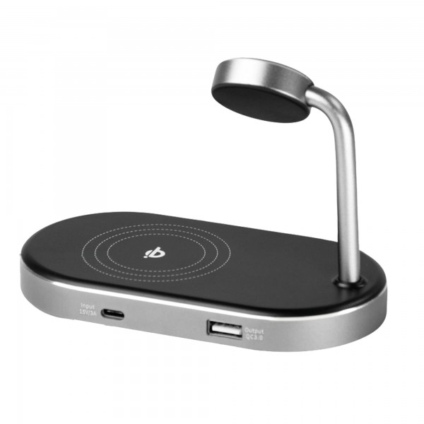 Verbatim - Supporto di ricarica 3-in-1 - WCS-02 - ricarica via cavo e wireless Verbatim - Supporto di ricarica 3-in-1 - WCS-02 - ricarica via cavo e wireless