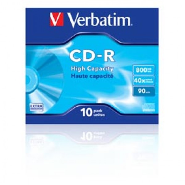 Verbatim - Scatola 10 CD-R Data Life Jewel Case serigrafato - 1X-40X - 43428 - 800MB Verbatim - Scatola 10 CD-R Data Life Jewel Case serigrafato - 1X-40X - 43428 - 800MB