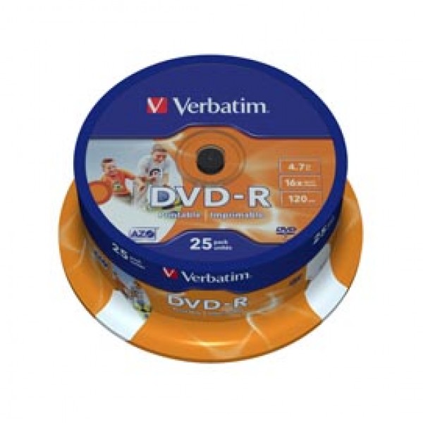 Verbatim - Scatola 25 DVD-R - stampabile - 43538 - 4,7GB