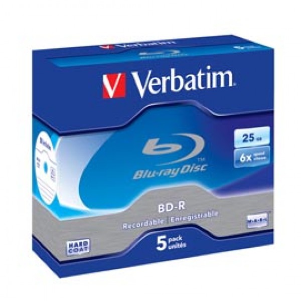 Verbatim - Scatola 5 DVD Blu Ray BD-R SL - Jewel Case - Bianco/Blu - 43715 - 25GB Verbatim - Scatola 5 DVD Blu Ray BD-R SL - Jewel Case - Bianco/Blu - 43715 - 25GB