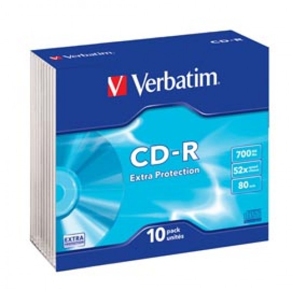 Verbatim - Scatola 10 CD-R DataLife Extra Protection - slim case - 52X - 700MB Verbatim - Scatola 10 CD-R DataLife Extra Protection - slim case - 52X - 700MB