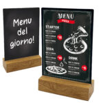 Lavagna da tavolo scrivibile - con base in legno massello - A5 - 15 x 21 x 5 cm - nero - Lebez - immagine 2