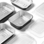 Contenitore alluminio stirato - c/ coperchio R-PET - 2 porzioni - 22 x 15 x 4,4 cm - Cuki Professional - conf. 25 pezzi - immagine 2