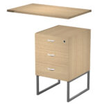 Cassettiera Essence - 3 cassetti - con supporto metal e top - 41,5 x 49,5 x 57,6 cm - Rovere/Antracite - immagine 2