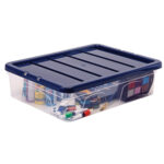 Contenitore multiuso Bankers Box - 32 x 40 x 11 cm - 12 L - PP - con coperchio blu - trasparente - Fellowes - immagine 2