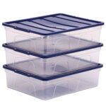 Contenitore multiuso Bankers Box - 32 x 40 x 11 cm - 12 L - PP - con coperchio blu - trasparente - Fellowes - immagine 3